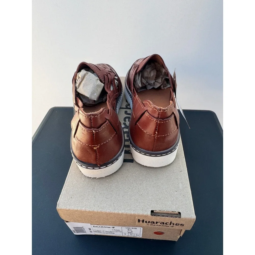 BearPaw Brown Woven Huarache Flats